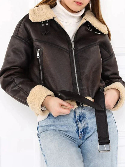 Faux Leather Shearling Jacket