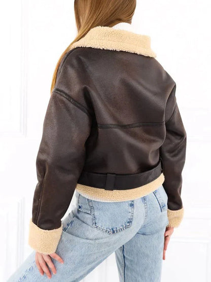 Faux Leather Shearling Jacket