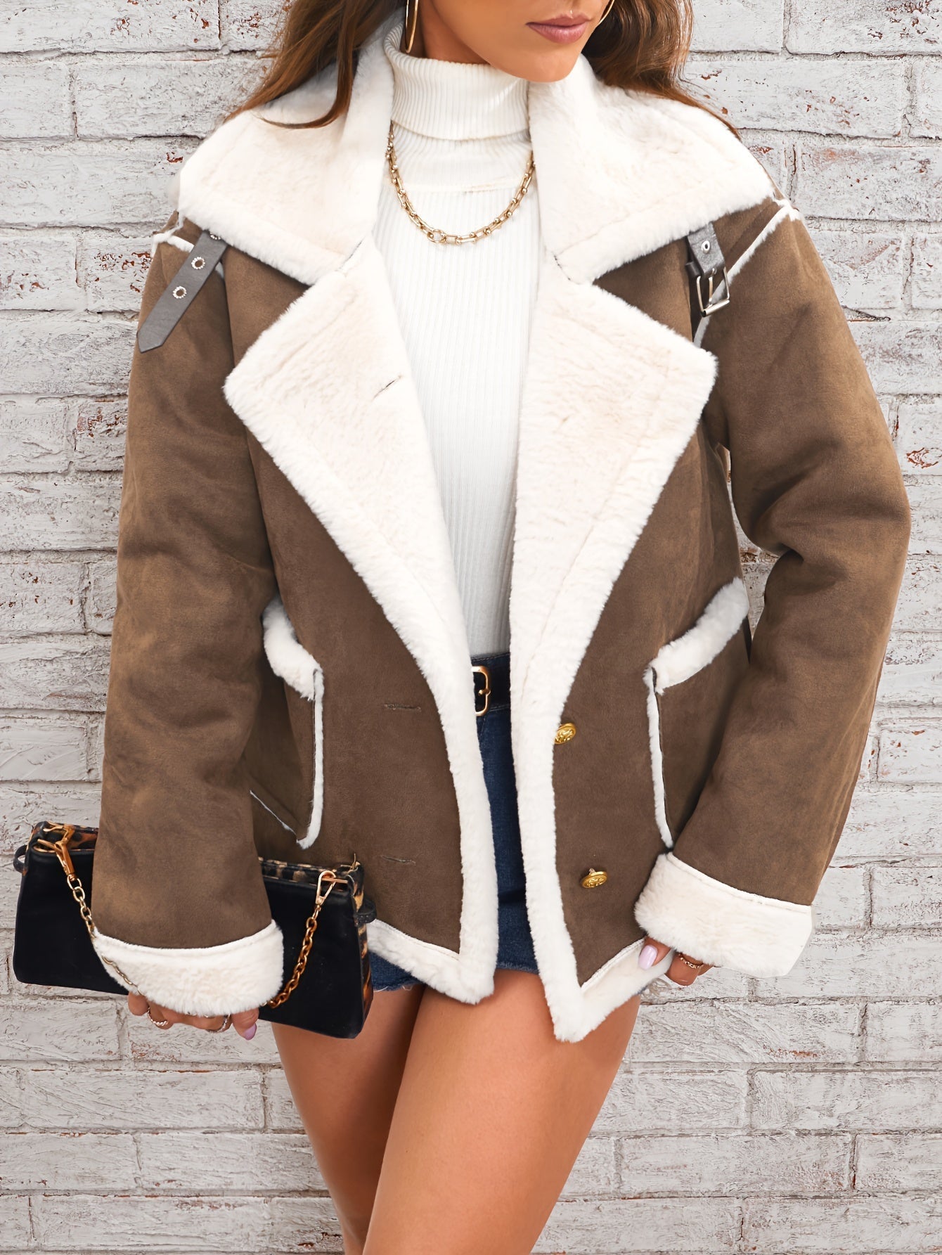 Faux Shearling Aviator Jacket