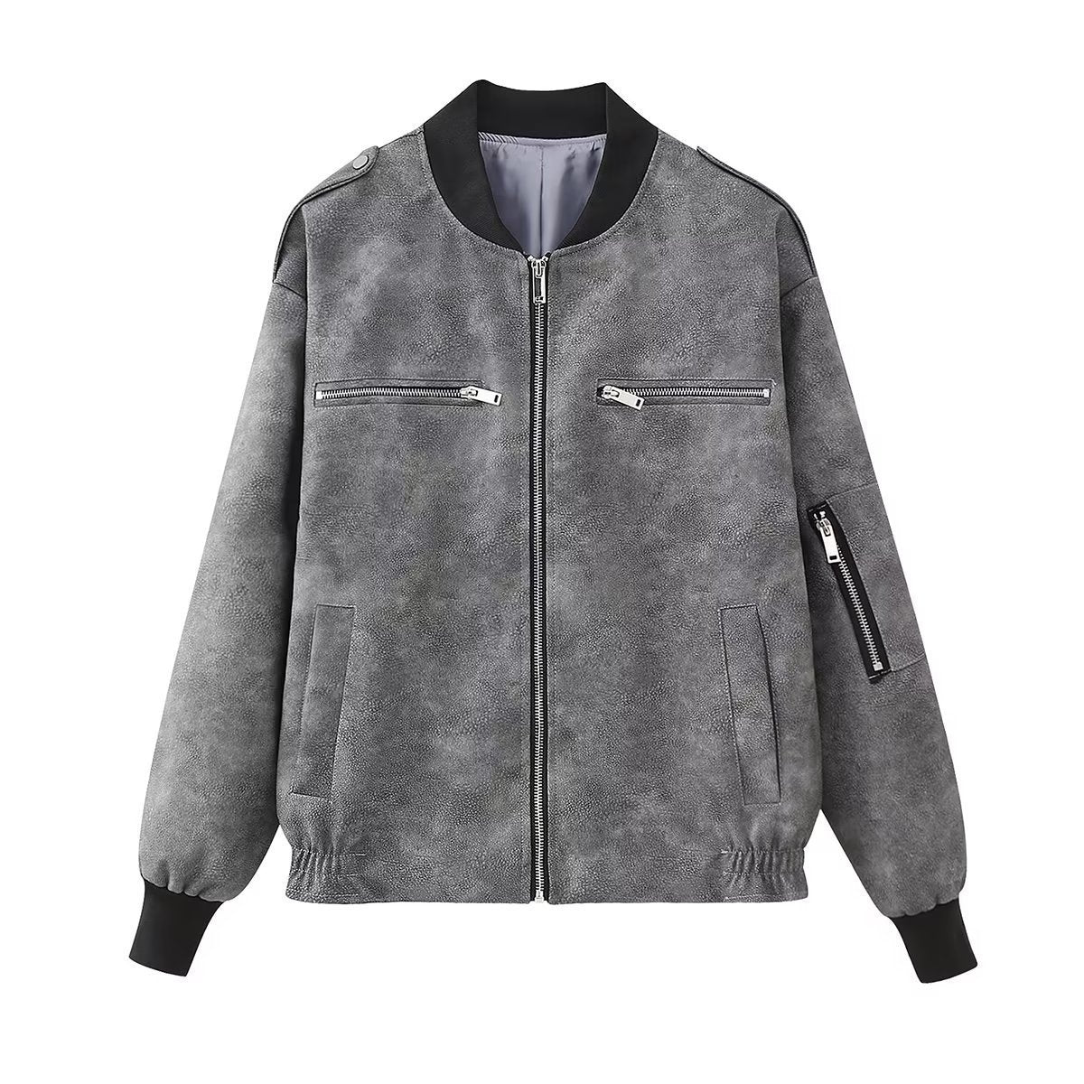 Faux Suede Bomber Jacket