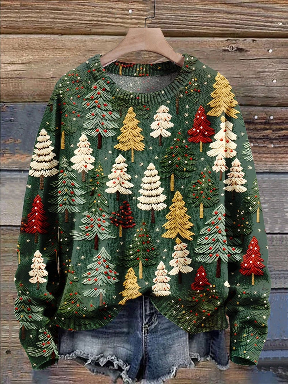 Festive Tree-Print Sweater