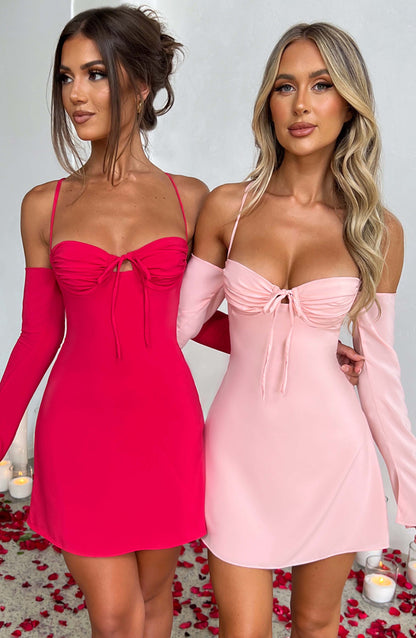 NAMUR OFF SHOULDER BACKLESS  Mini Dress - Pink