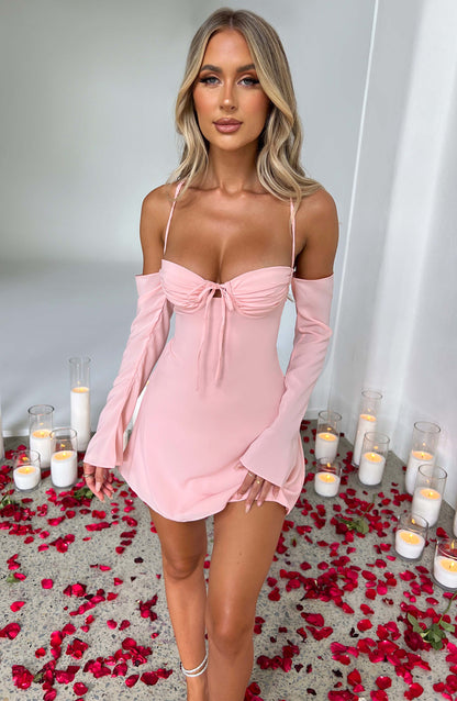 NAMUR OFF SHOULDER BACKLESS  Mini Dress - Pink