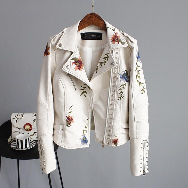 Floral Embellished Leather Jacket