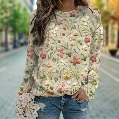 Floral Embroidered Knit Sweater