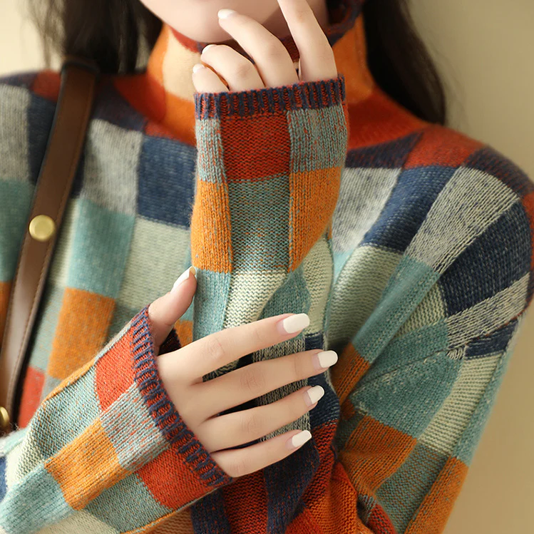 Elena™ - Color Block Plaid Sweater