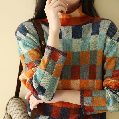 Elena™ - Color Block Plaid Sweater