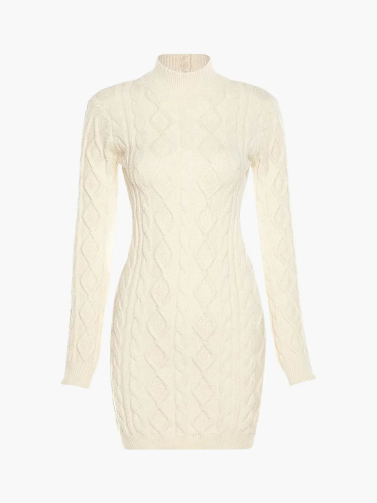 Elegant Open-Back Cable Knit Dress