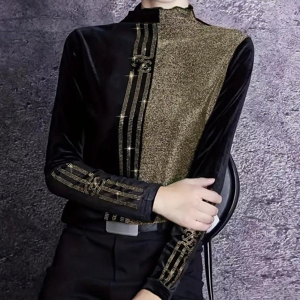 Metallic Detail Long Sleeve Top