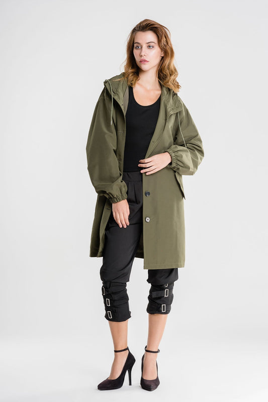 Oversized Hooded Trench Coat