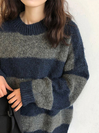 Oversized Striped Knit Sweater