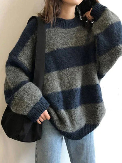 Oversized Striped Knit Sweater