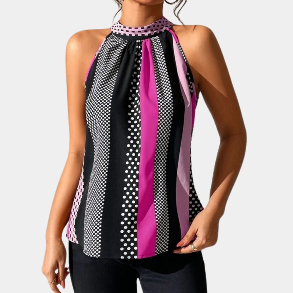 Patterned Halter Neck Top