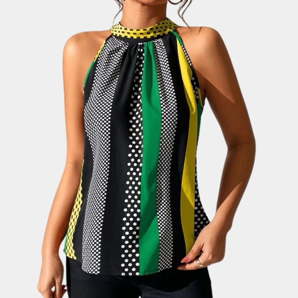 Patterned Halter Neck Top