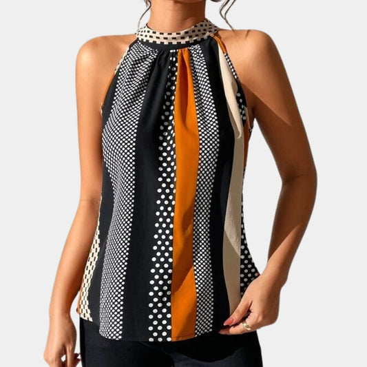 Patterned Halter Neck Top