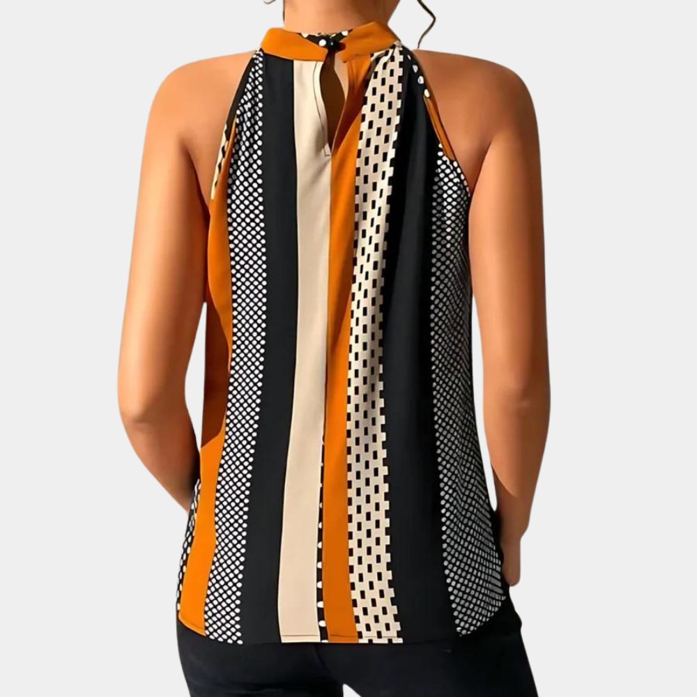 Patterned Halter Neck Top