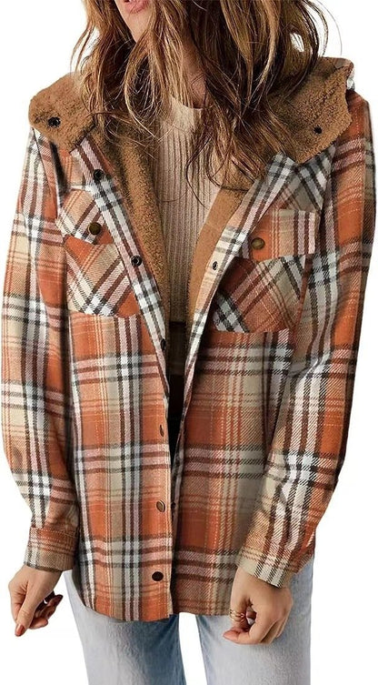 Plaid Hooded Shirt Jacket