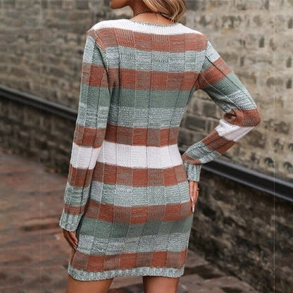 Plaid Knit Sweater Dress