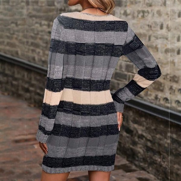 Plaid Knit Sweater Dress