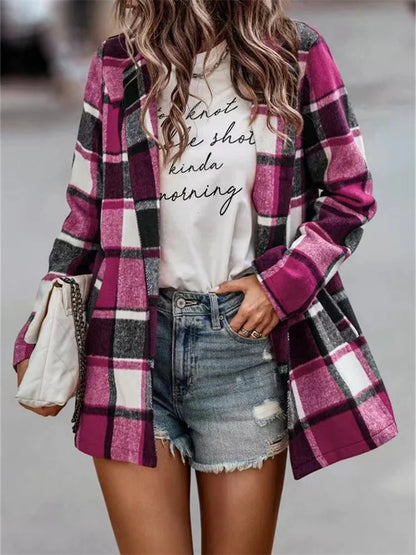 Plaid Open-Front Coat