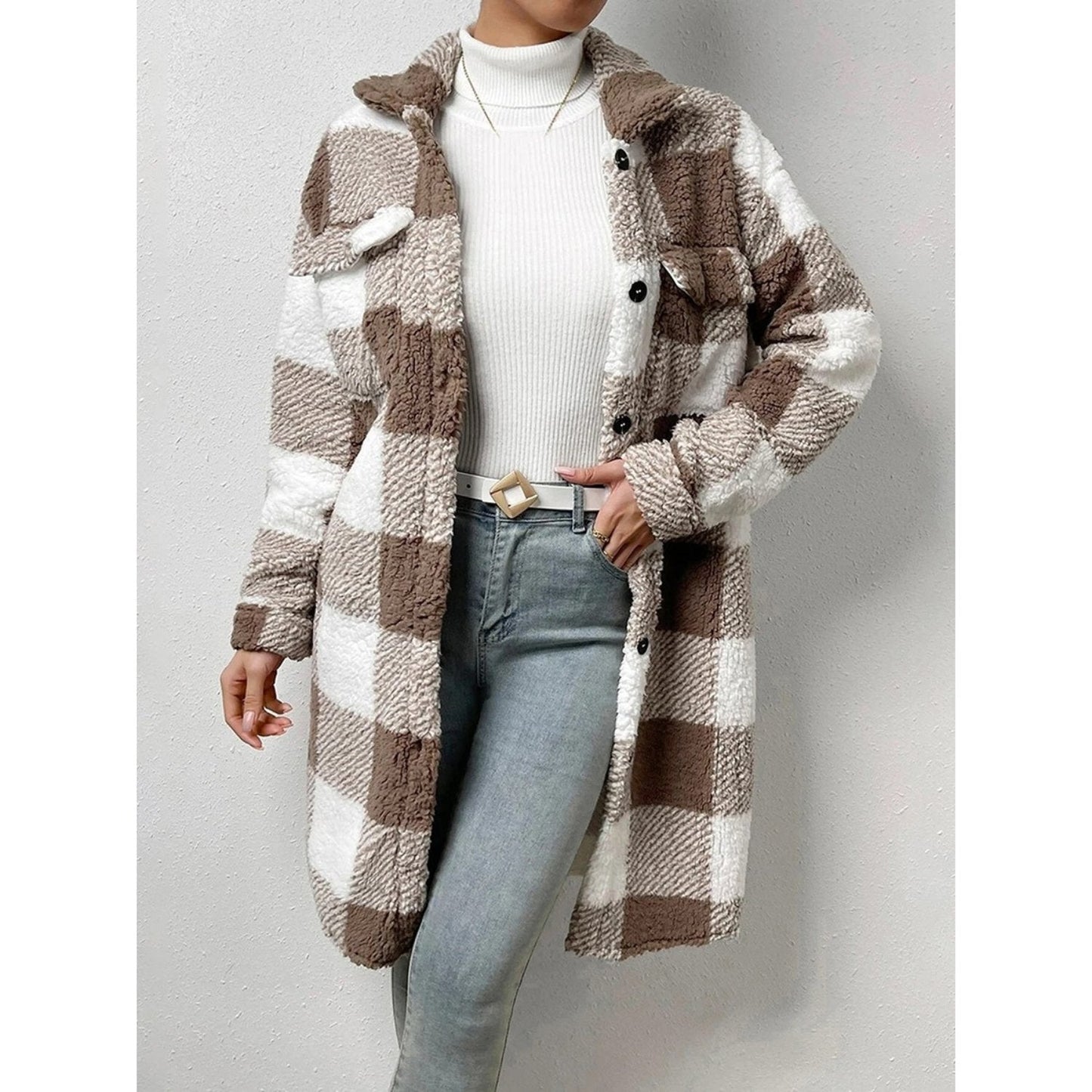 Plaid Sherpa Longline Shacket