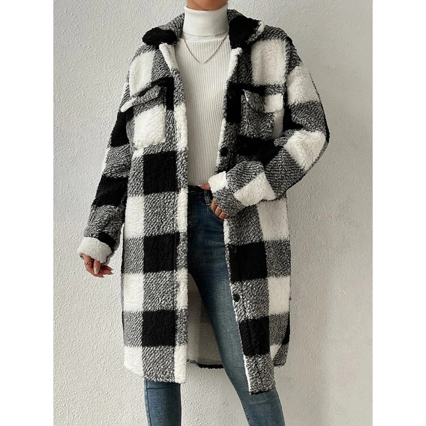 Plaid Sherpa Longline Shacket