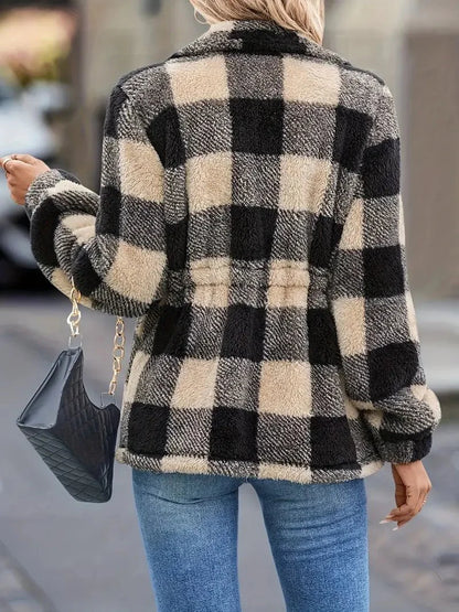 Plaid Sherpa Zip Jacket