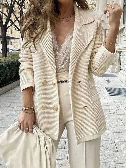 Ribbed Knit Blazer Cardigan