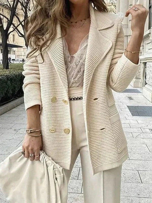 Ribbed Knit Blazer Cardigan