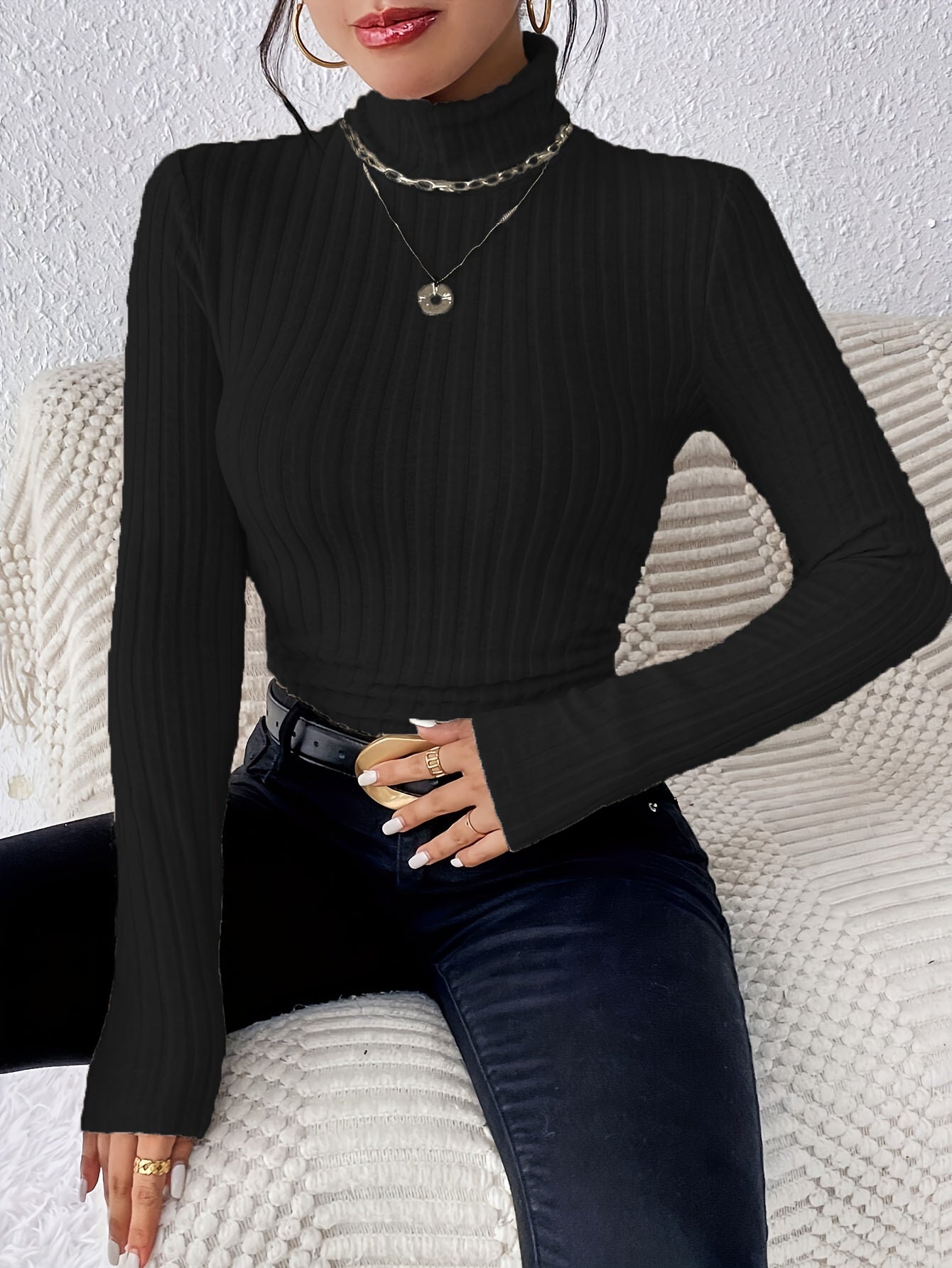 Ribbed Turtleneck Sweater