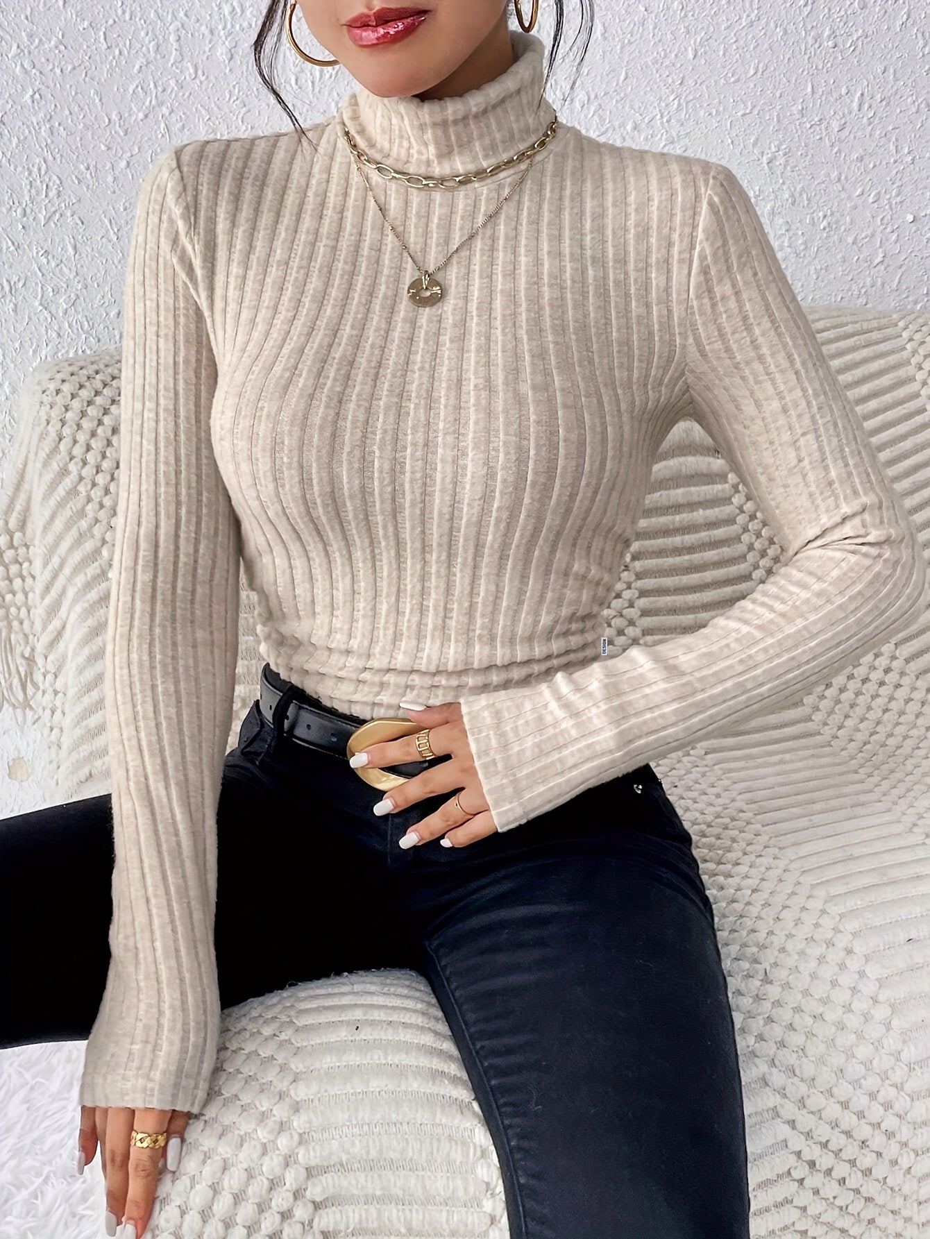 Ribbed Turtleneck Sweater