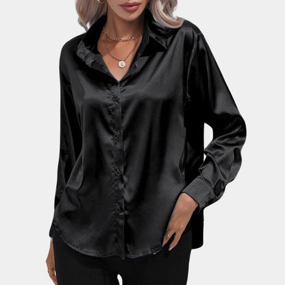 Satin Button-Down Shirt