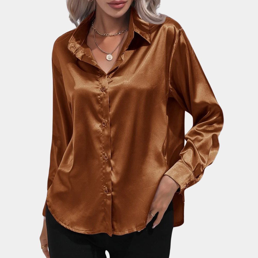 Satin Button-Down Shirt