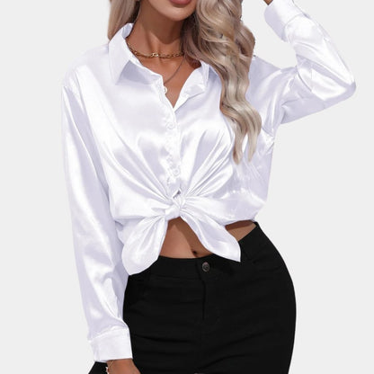 Satin Button-Down Shirt