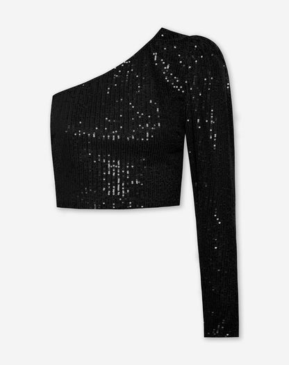 Sequin One-Shoulder Top