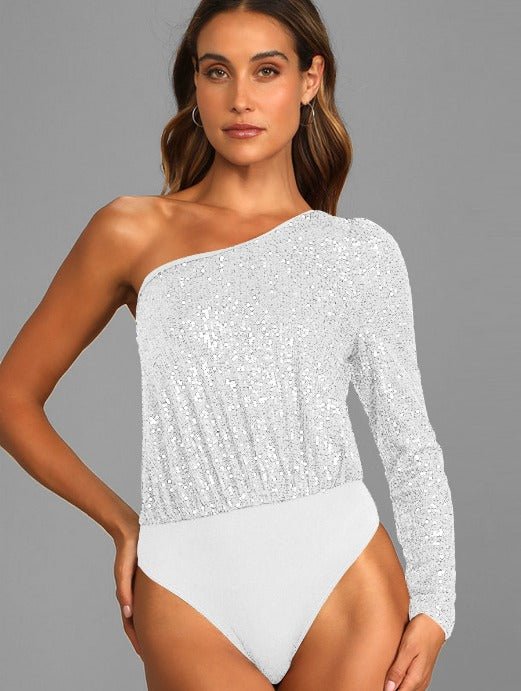 Sequin One-Shoulder Top