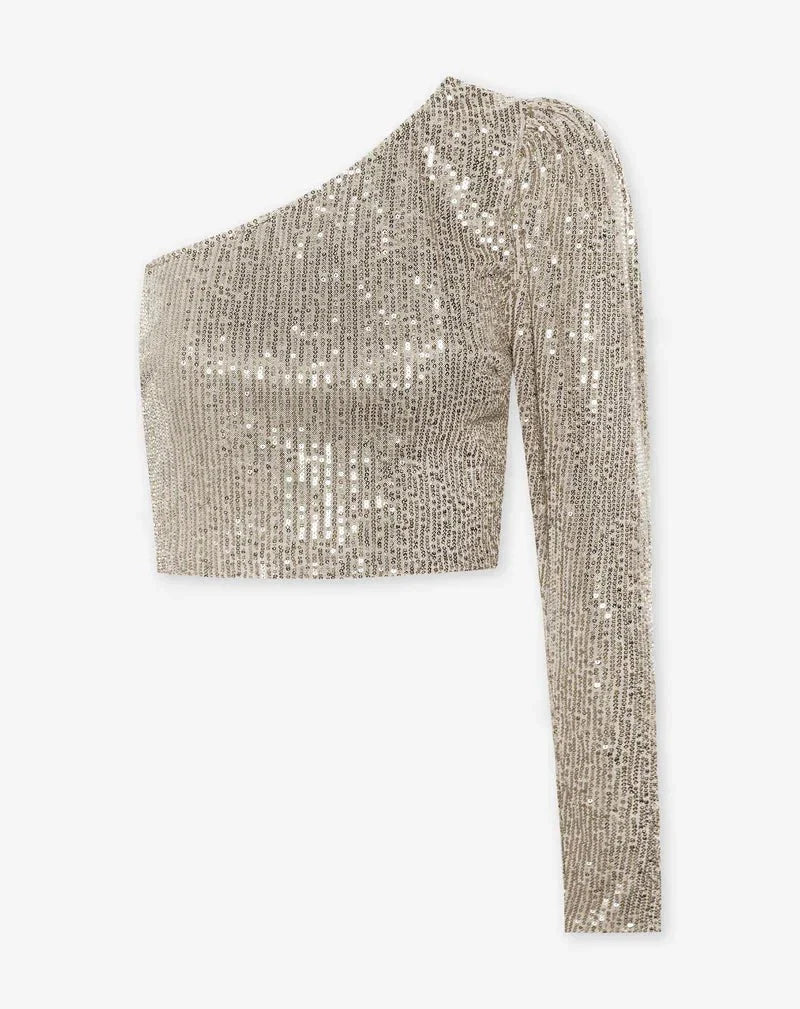 Sequin One-Shoulder Top