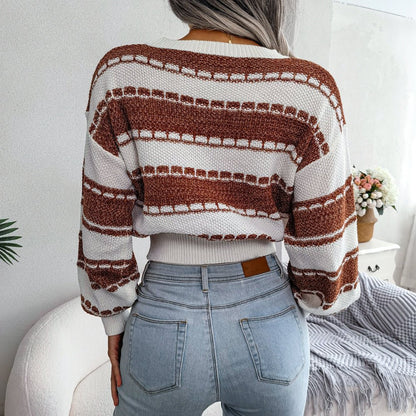 Striped Knit Crop Sweater