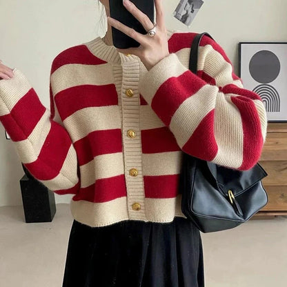 Striped Knitted Cardigan