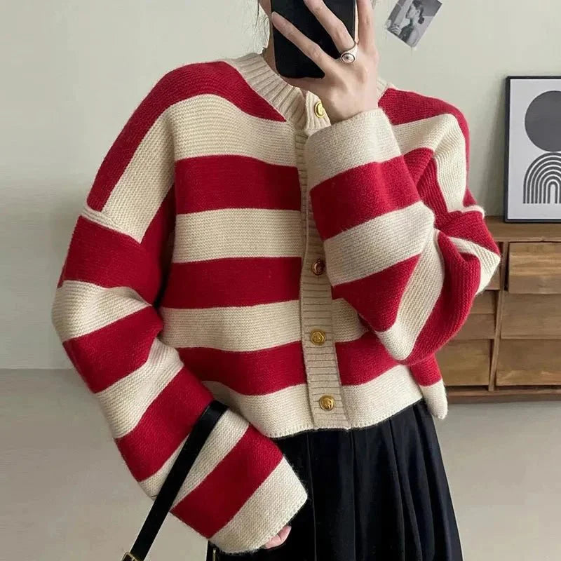 Striped Knitted Cardigan