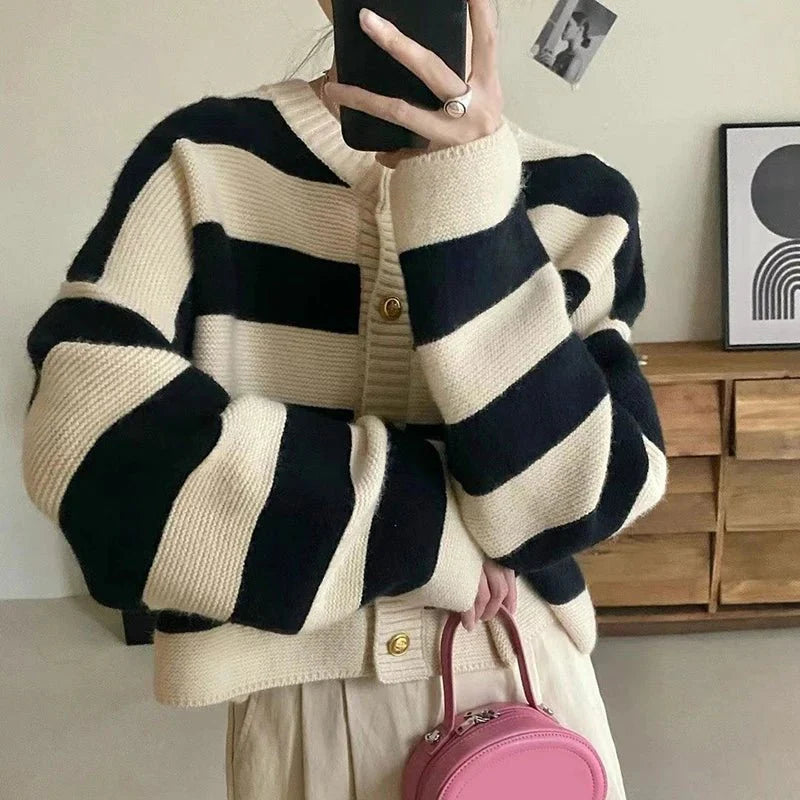 Striped Knitted Cardigan