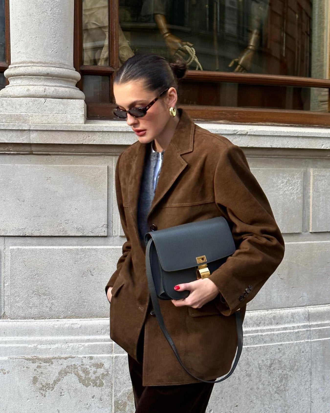 Suede Buttoned Blazer