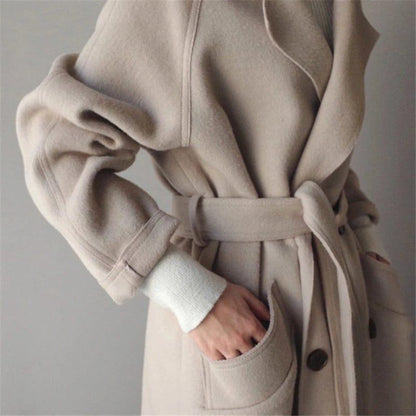 Timeless Long Wool Coat – Elegant Double-Breasted