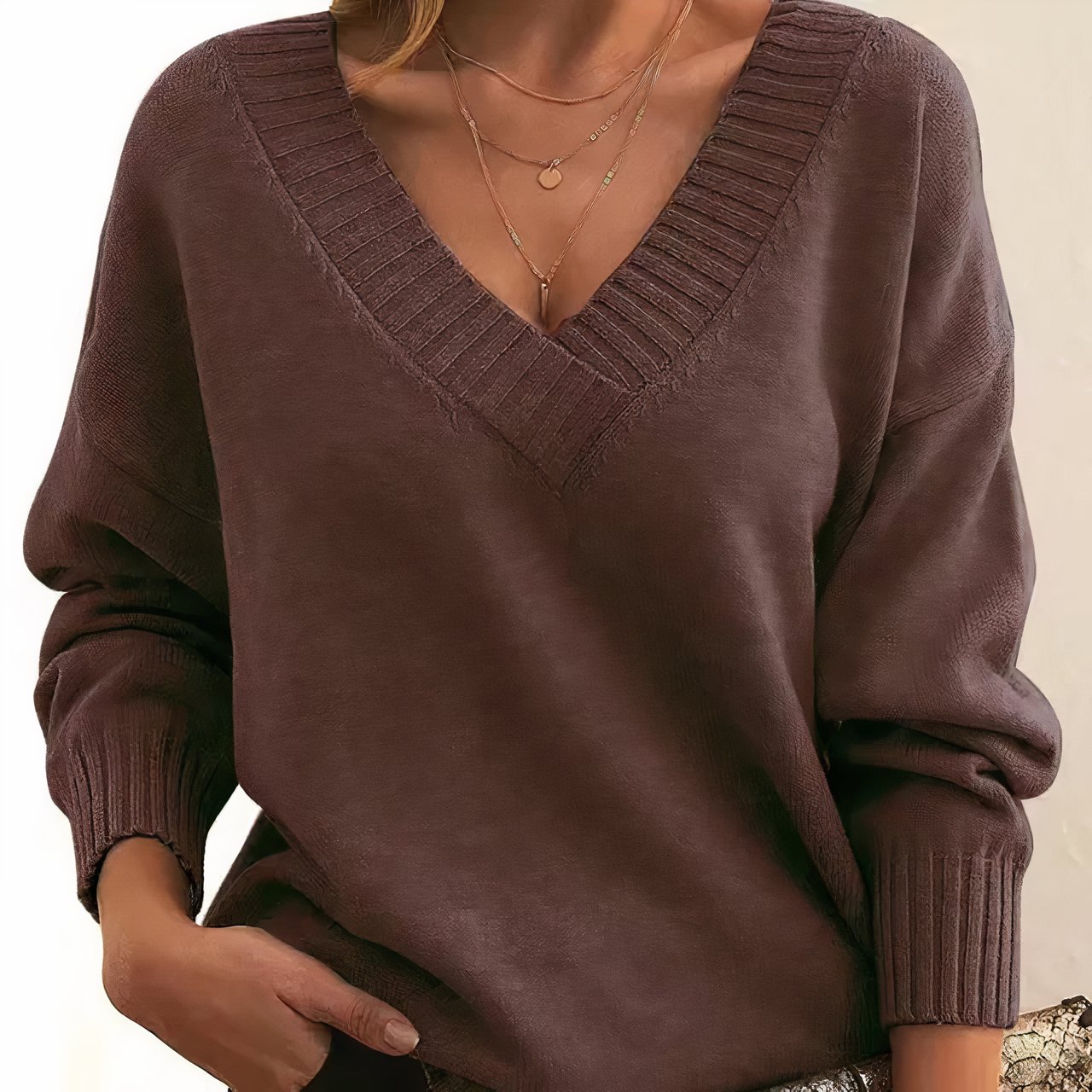 V-Neck Knit Sweater