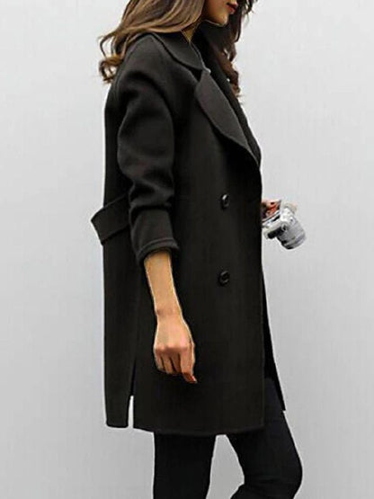 Classic Wool Blend Double-Breasted Coat